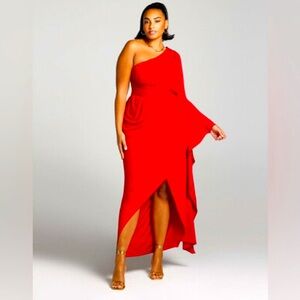 Gabriel Union evening gown. NWT one shoulder, draped, red evening gown!